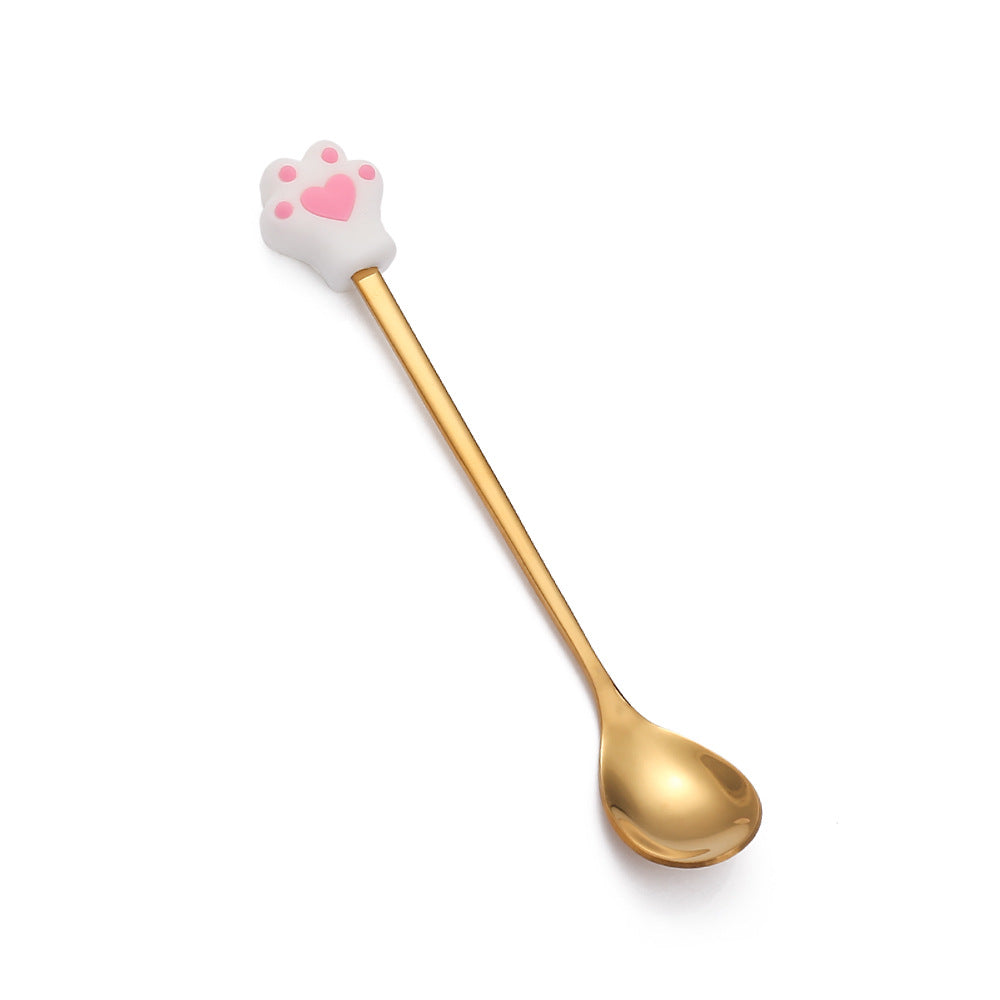 Gold Cat Paw Christmas Dessert Spoon & Fork – image 2