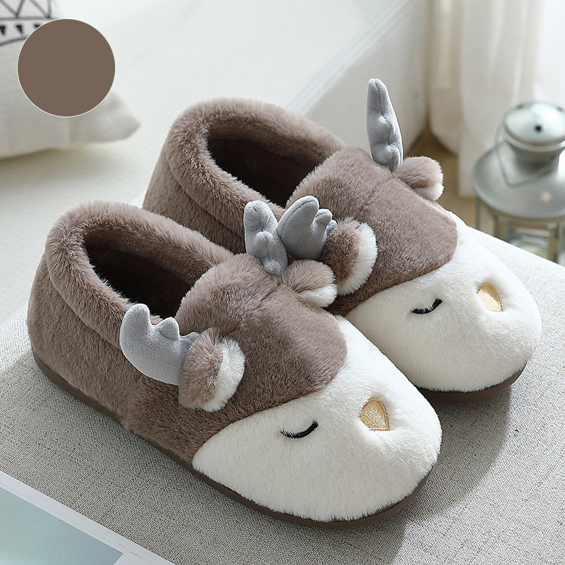 Pink Reindeer Plush Christmas Slippers – image 2