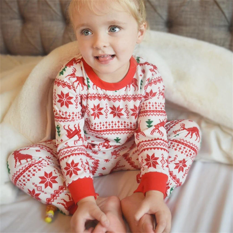 Kids' Red Nordic Reindeer Christmas Pyjamas