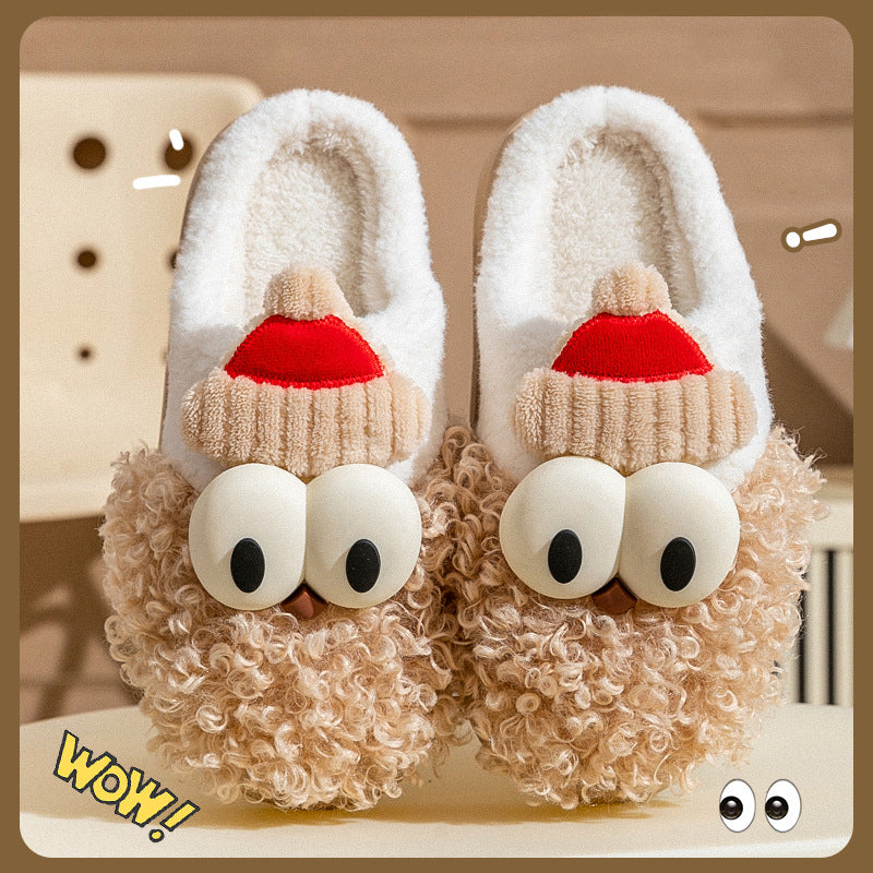 Googly-Eye Gingerbread Santa Plush Slippers – image 5