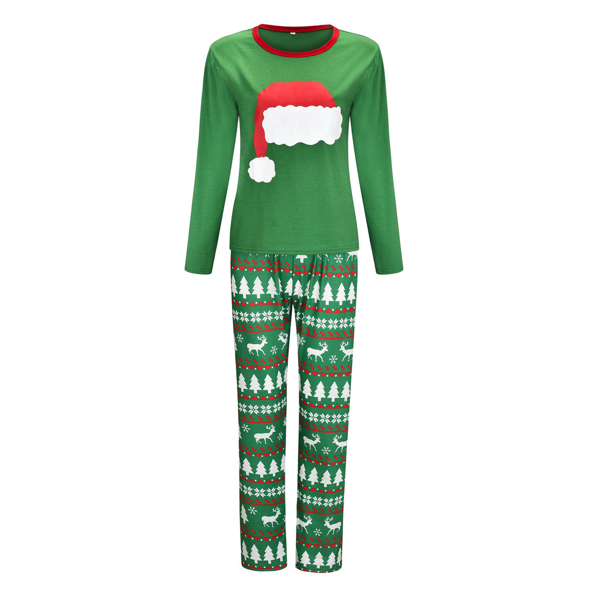 Family Green Santa Hat & Tree Print Pyjamas – image 5