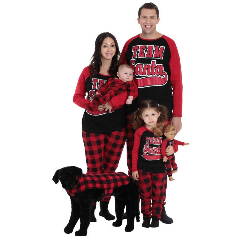 Family Team Santa Slogan & Plaid Pyjamas