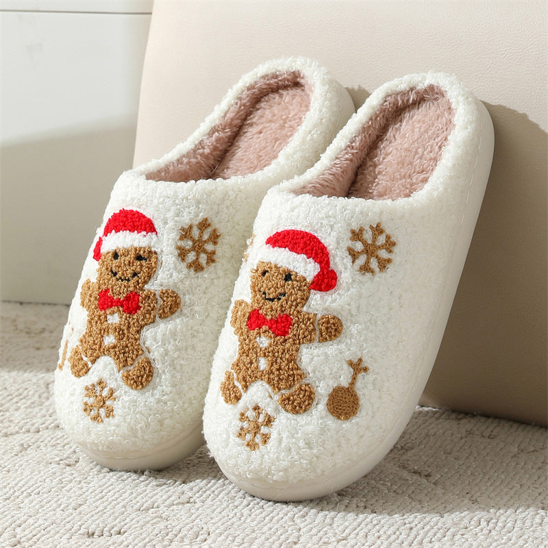 Gingerbread Man & Snowflake Teddy Fleece Slippers – image 3