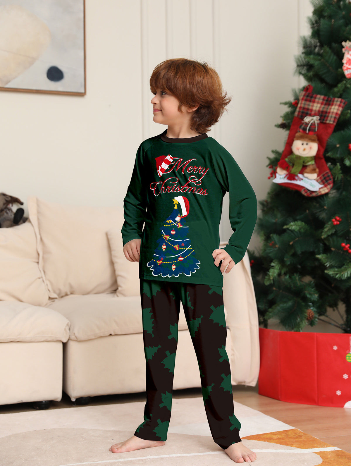 Family Green Merry Christmas Santa Pyjamas – image 4