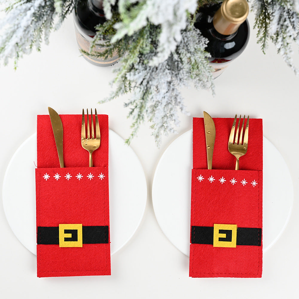 Felt Christmas Cutlery Pockets – Red, Green & Grey