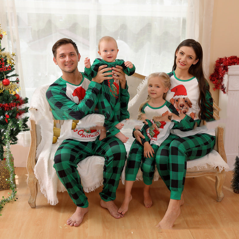 Family Green Tartan Raglan Christmas Pyjamas