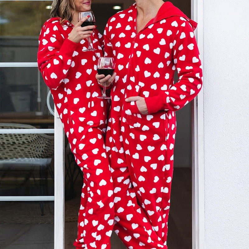 Red Love Heart Hooded Christmas Onesie