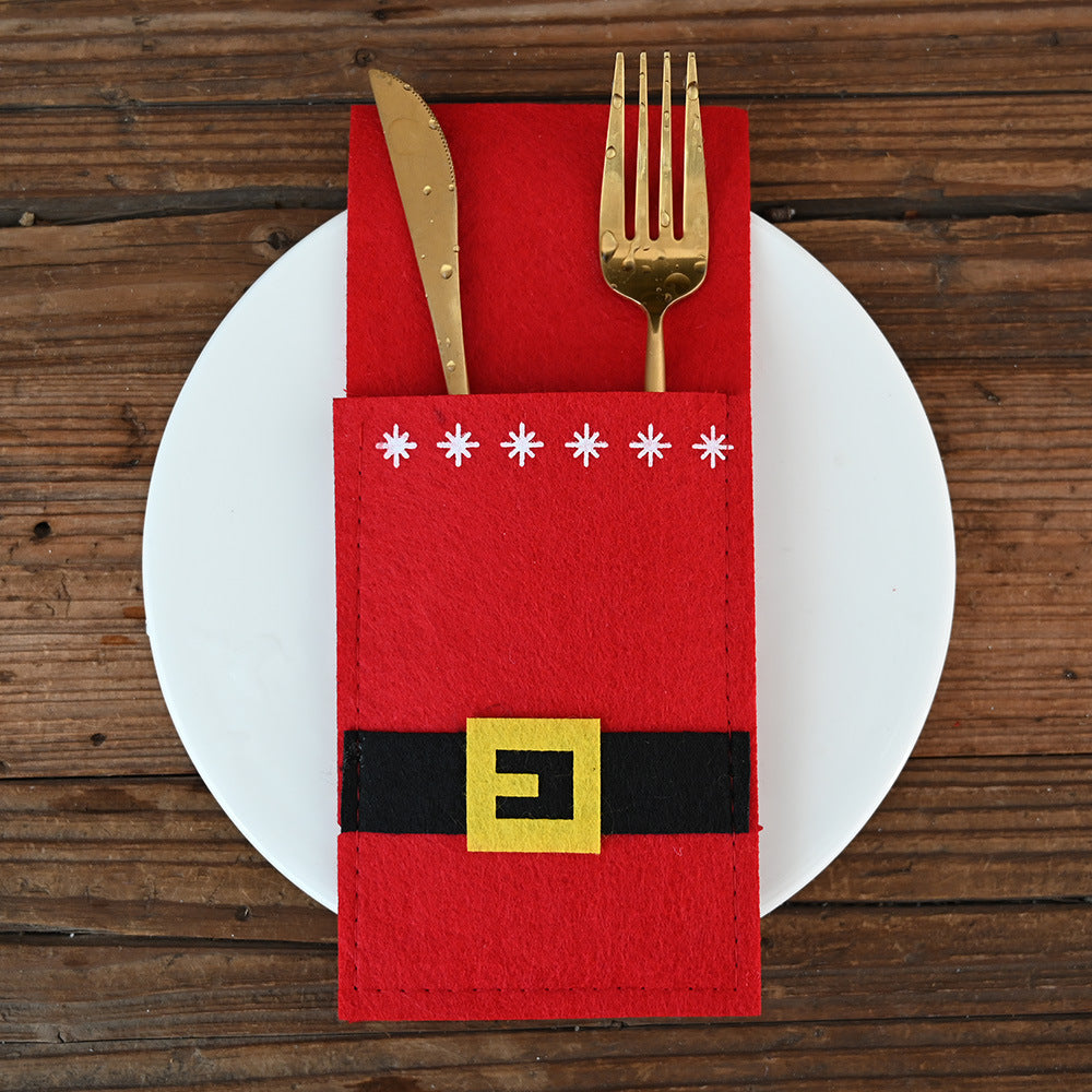 Felt Christmas Cutlery Pockets – Red, Green & Grey – image 4