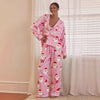 Women's Pink Santa Print Satin Christmas Pyjamas