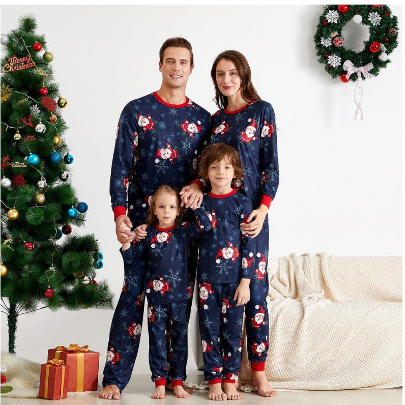 Family Navy Santa Print Christmas Pyjamas