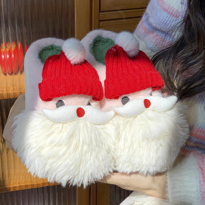 Santa Claus Bobble Hat Plush Slippers – image 2