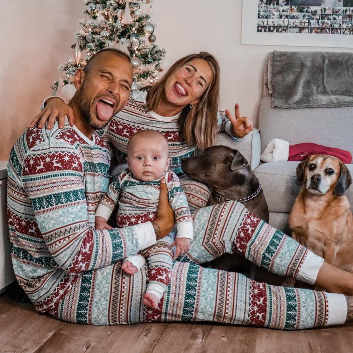 Family Grey Nordic Christmas Pyjamas – Mum, Dad & Kids – image 3