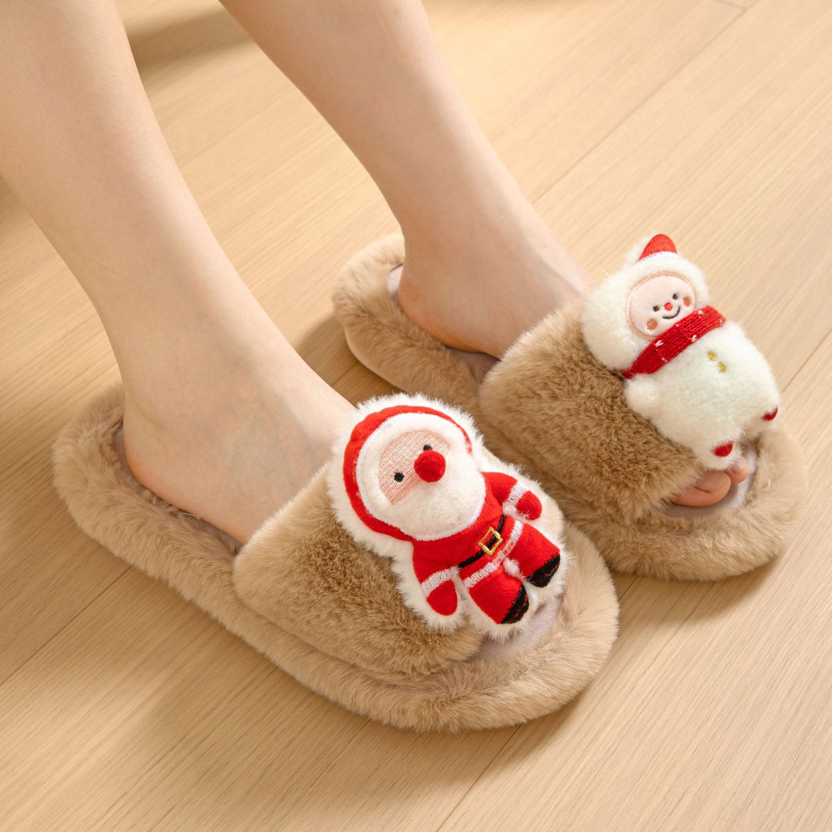 Open-Toe Santa Claus Fluffy Slippers – image 5