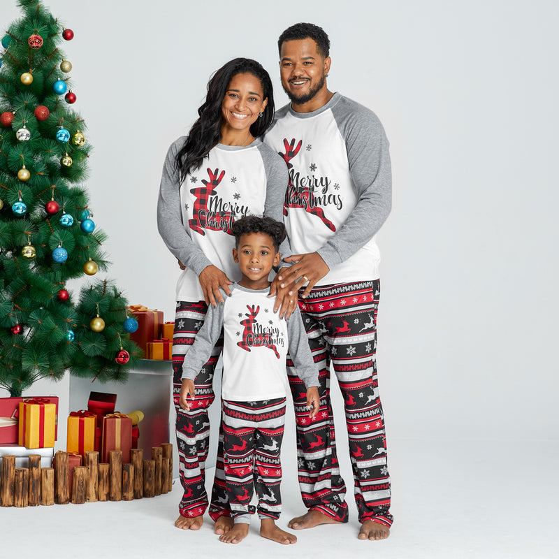Family Grey Reindeer Raglan Christmas Pyjamas