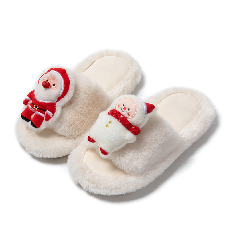 Open-Toe Santa Claus Fluffy Slippers – image 2