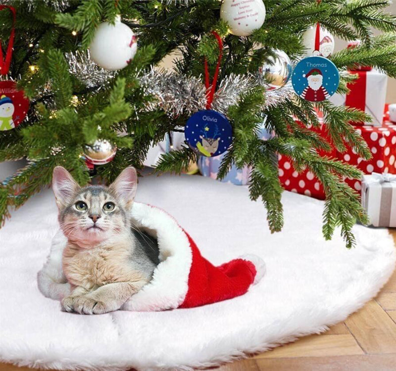 White Plush Christmas Tree Skirt