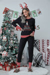 Women's Black Santa Slogan Christmas Pyjamas