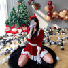 Women's Red Velvet Santa Dress with Headband – image 2