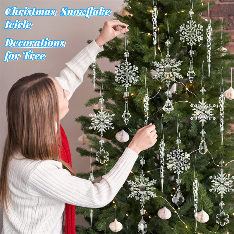 Winter Icicle Hanging Ornaments, Set of 10