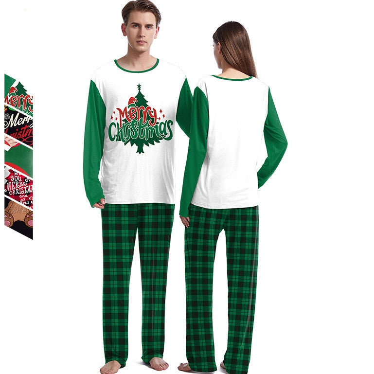 Couples' Green Raglan & Plaid Christmas Pyjamas