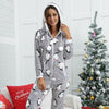 Women's Grey Penguin Hooded Christmas Onesie