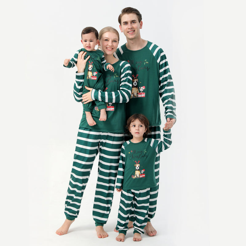 Family Green Stripe Christmas Pyjamas