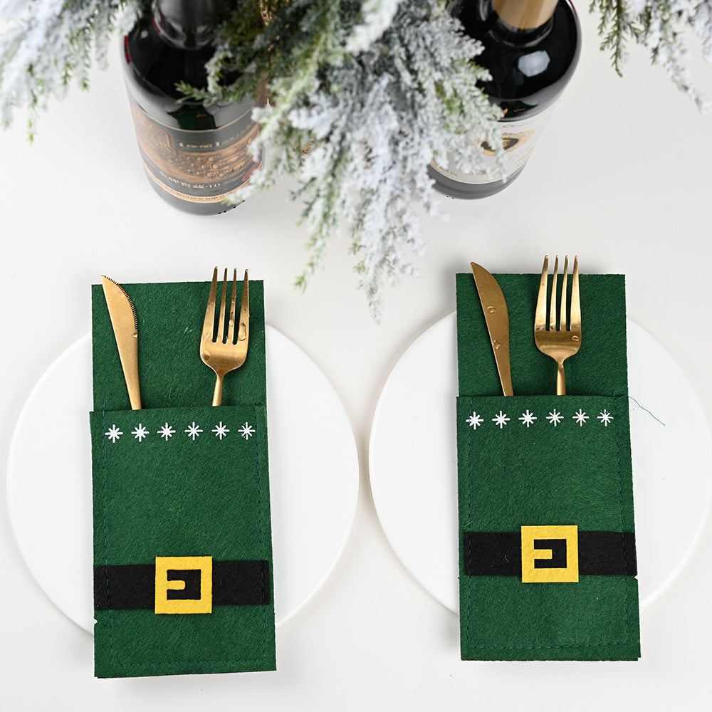 Felt Christmas Cutlery Pockets – Red, Green & Grey – image 3