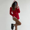 Women's Red Velvet Hooded Christmas Playsuit – image 3