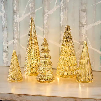 Mini Christmas Tree Decorations, Set of 5