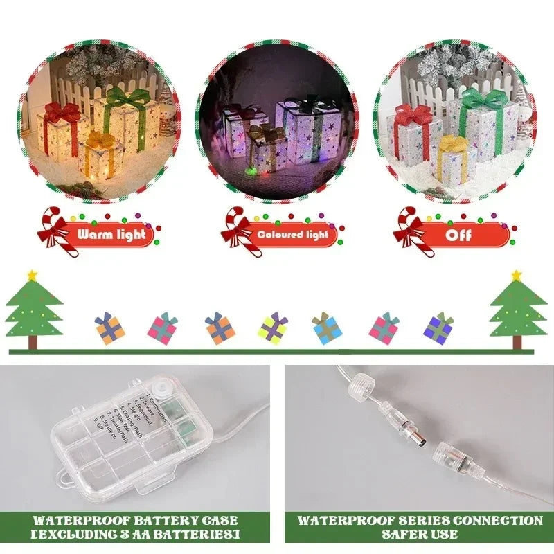 Light-Up Christmas Gift Boxes, Set of 3