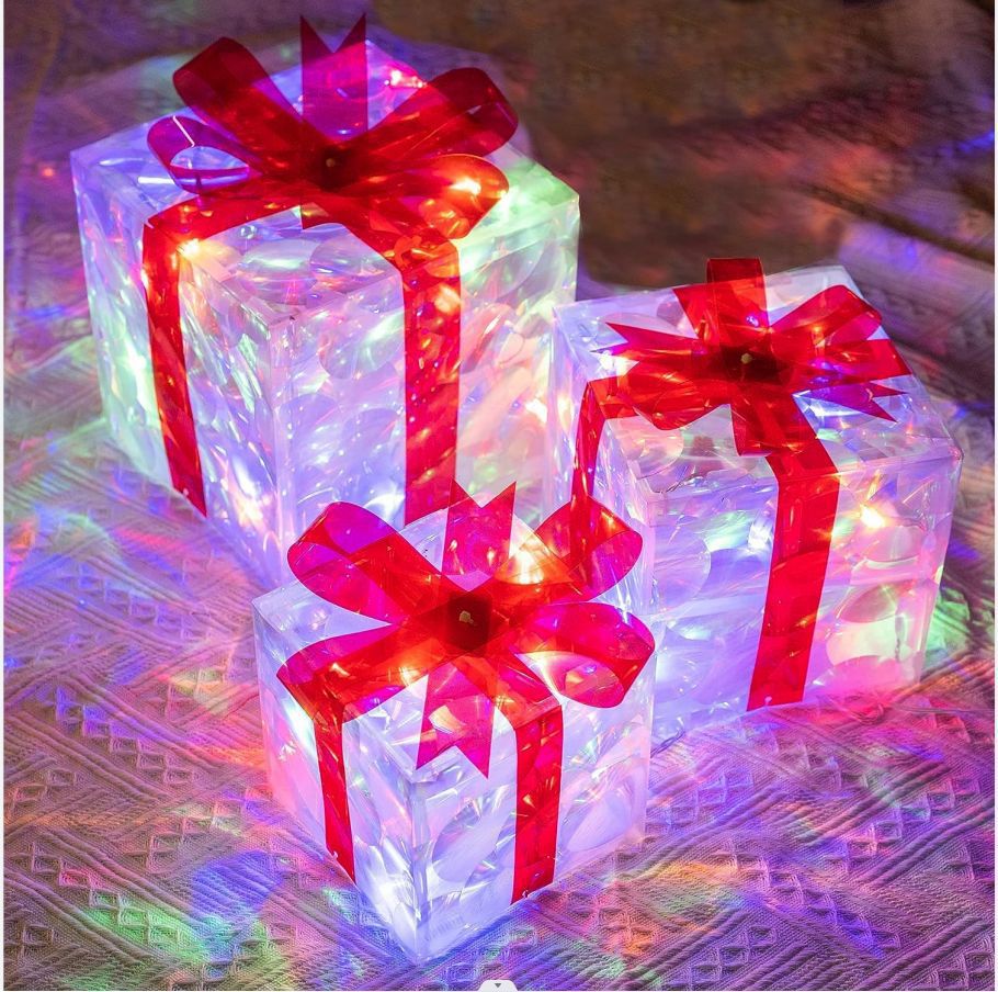 Light-Up Christmas Gift Box Decoration