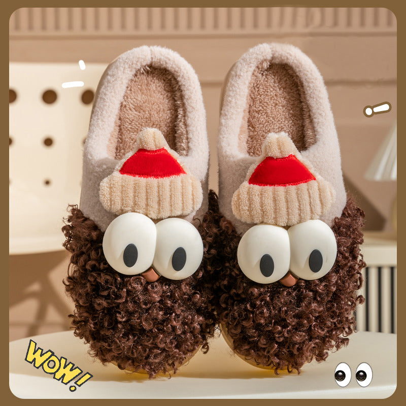 Googly-Eye Gingerbread Santa Plush Slippers – image 3