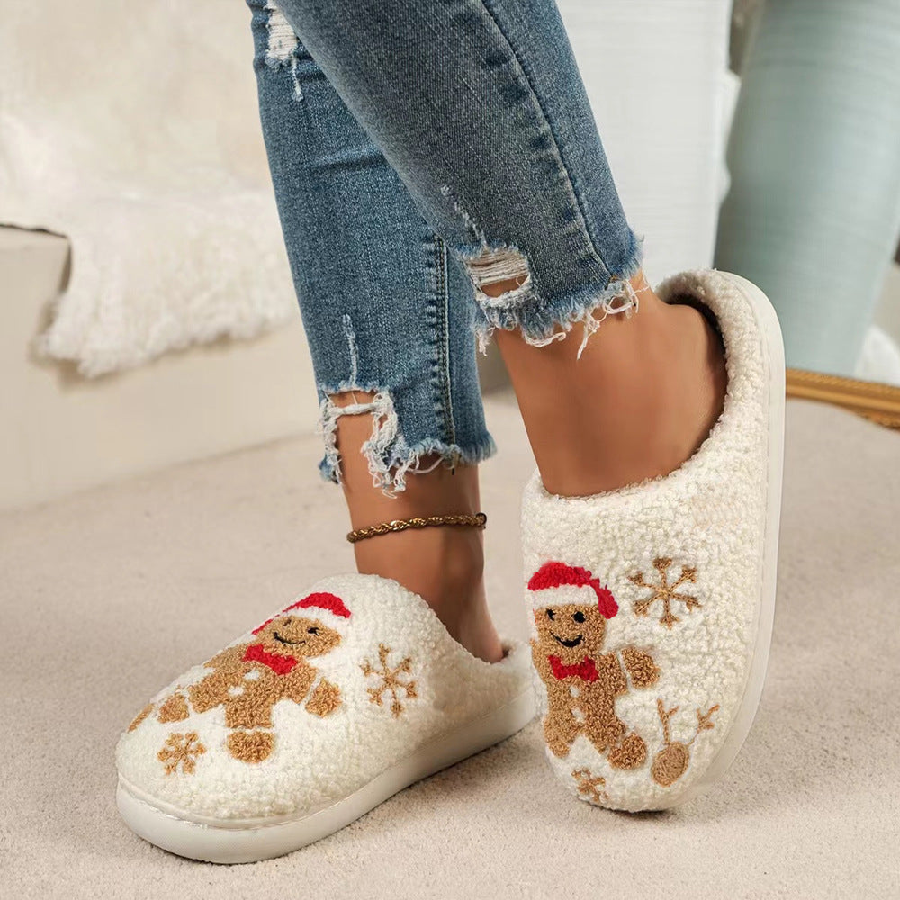 Gingerbread Man & Snowflake Teddy Fleece Slippers – image 2