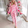 Women's Pink Christmas Print Onesie Pyjamas – image 3