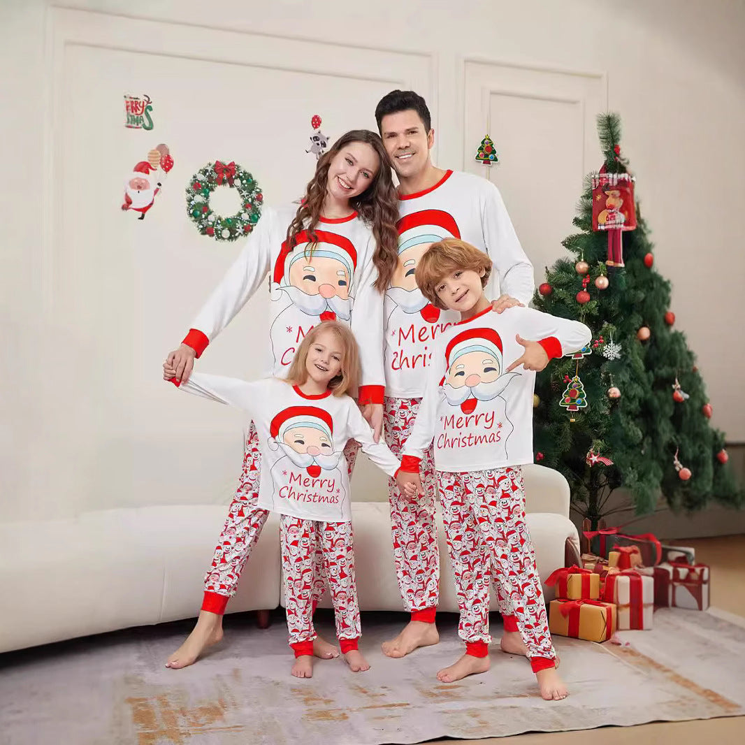 Family White Santa & Snowman Print Pyjamas