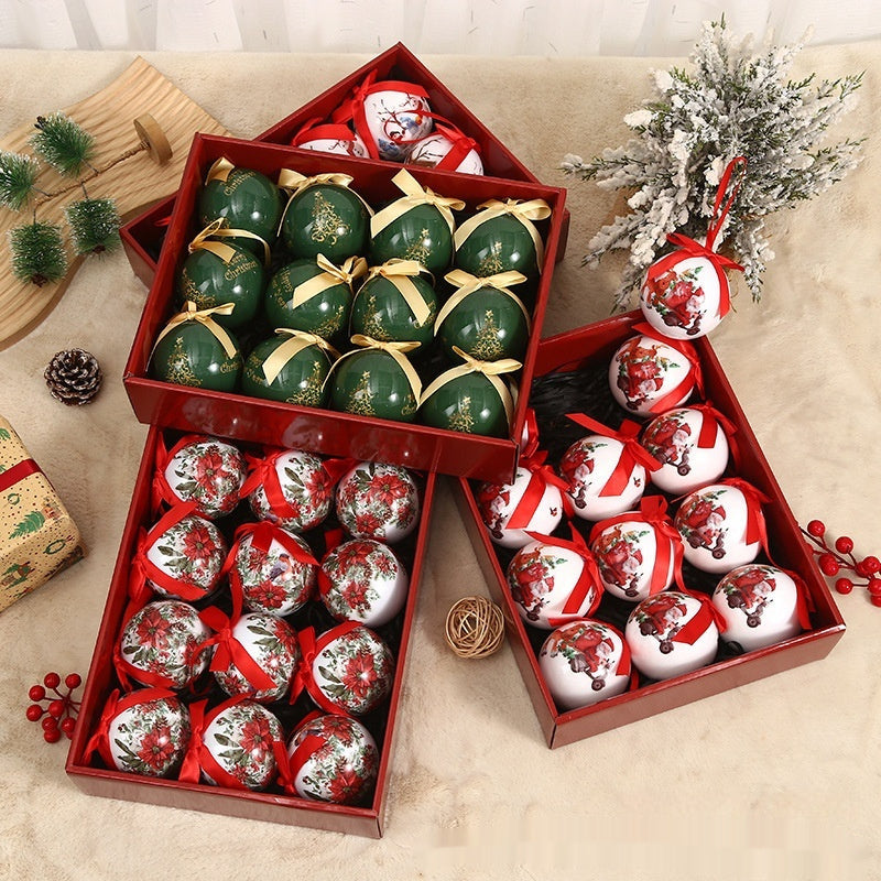 Printed Christmas Bauble Set, 8 cm