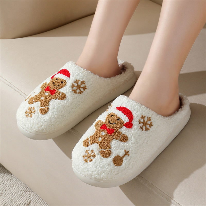 Gingerbread Man & Snowflake Teddy Fleece Slippers – image 4