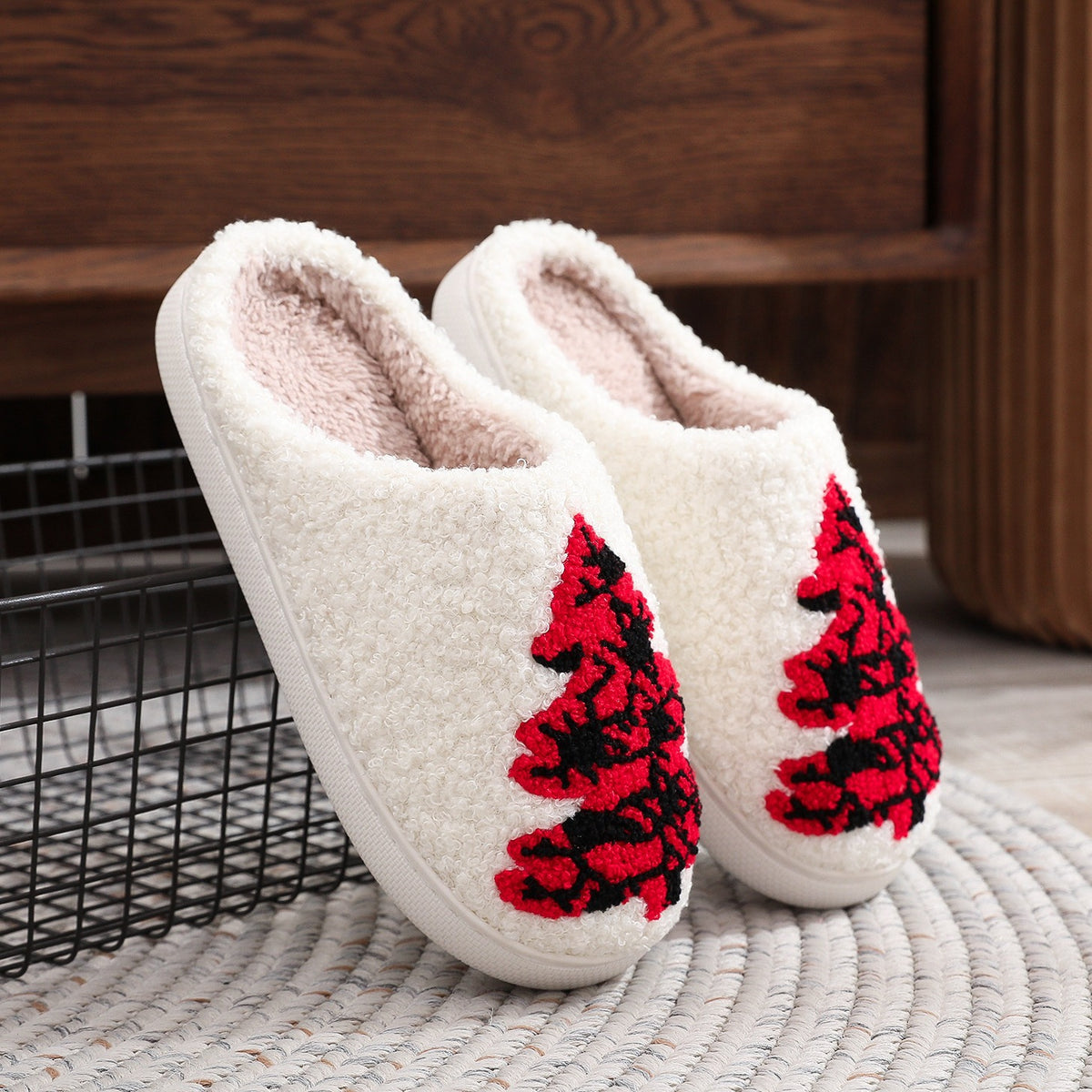 Plaid Christmas Tree Teddy Fleece Slippers – image 5