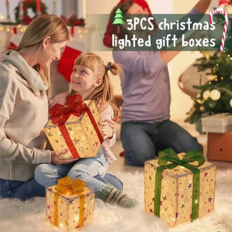 Light-Up Christmas Gift Boxes, Set of 3 – image 4