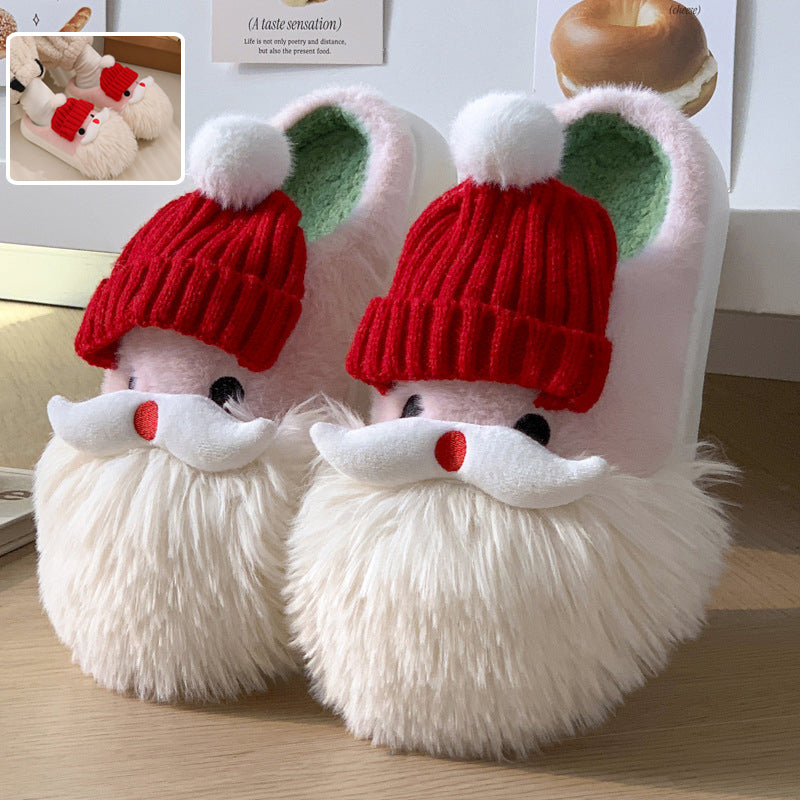 Santa Claus Bobble Hat Plush Slippers