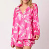 Women's Green Bow Print Satin Christmas Pyjamas – image 2
