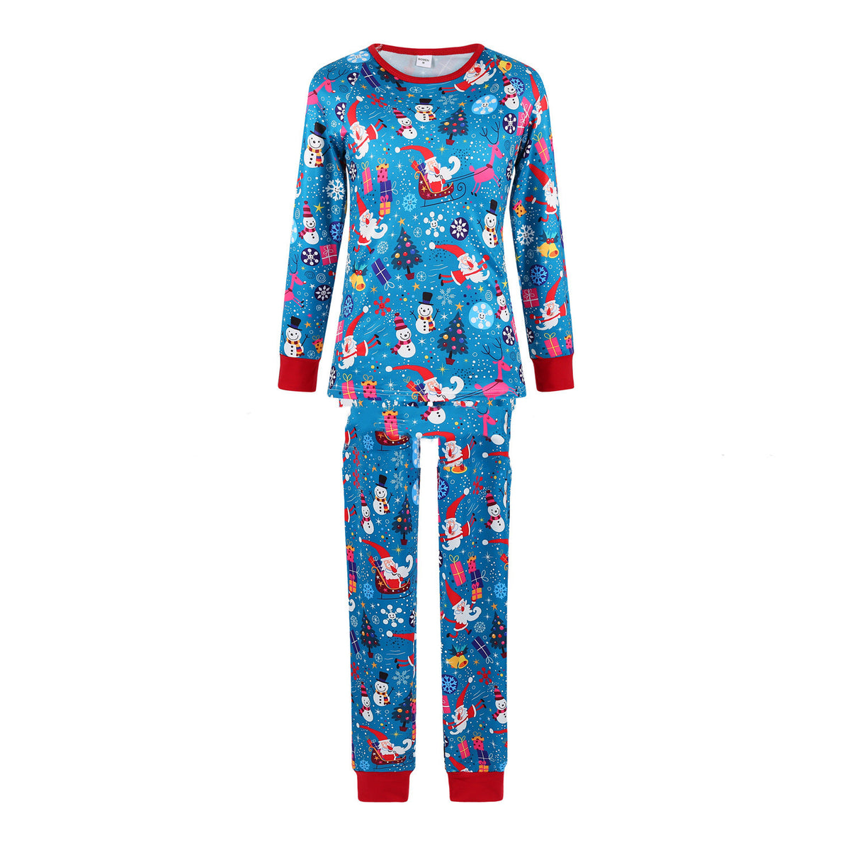 Family Blue Santa Print Pyjamas & Baby Romper – image 2