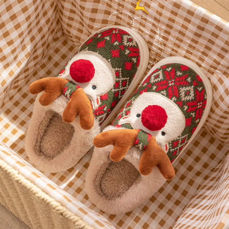 Fair Isle Reindeer Plush Christmas Slippers – image 2