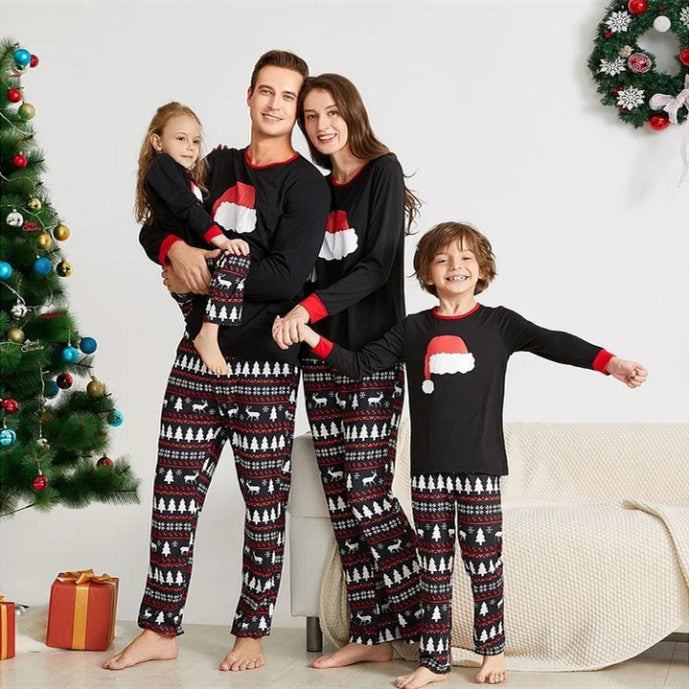 Family Black Santa Hat Raglan & Nordic Pyjamas