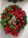 Light-Up Nativity Christmas Wreath with Red Bow – image 5
