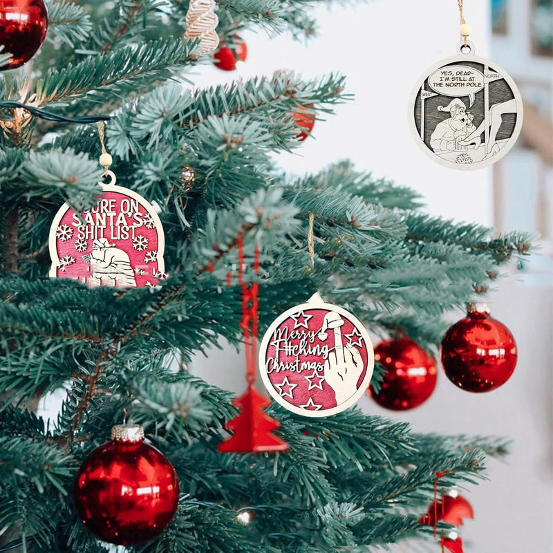 Funny Wooden Christmas Hanging Ornament