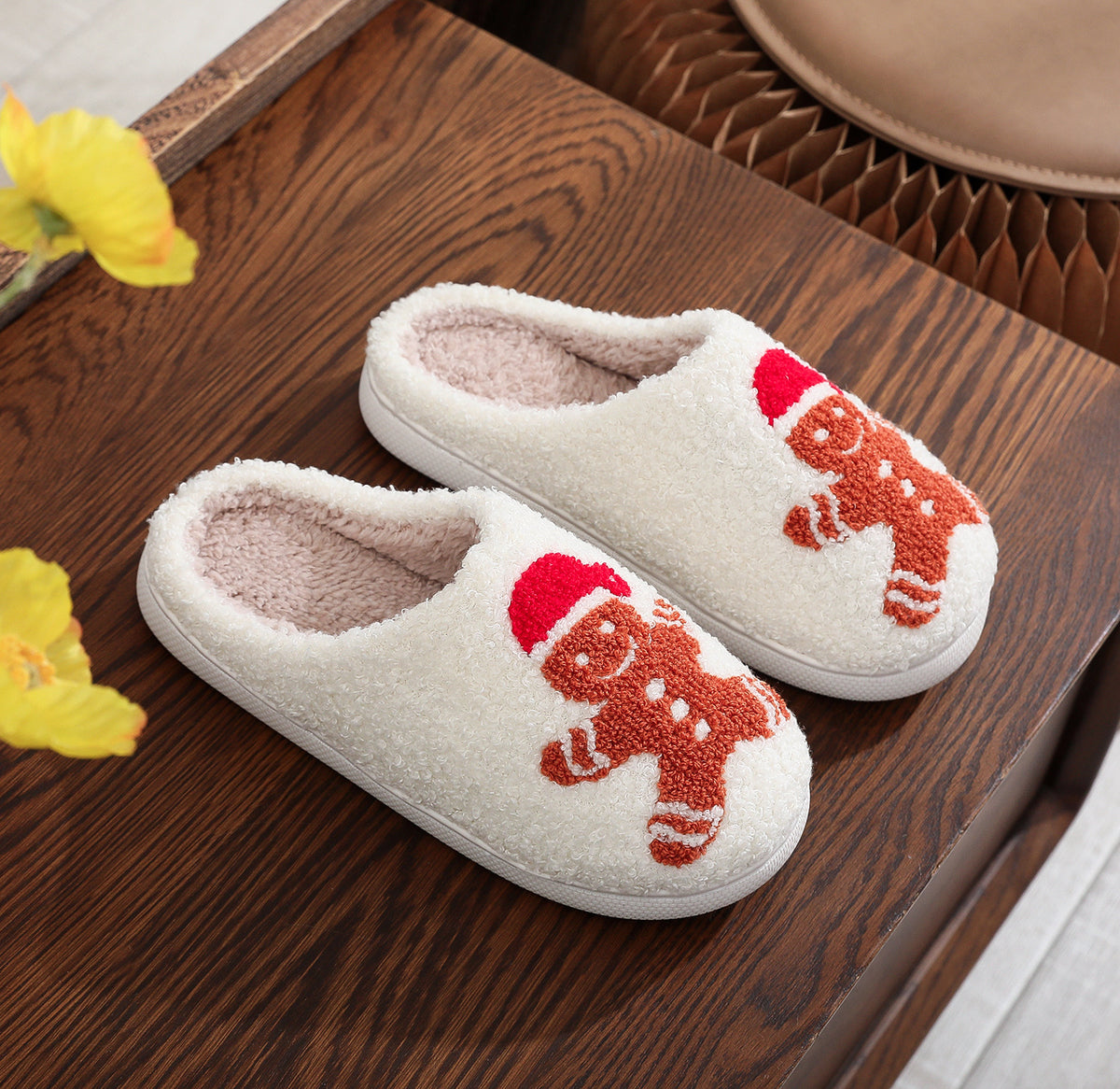 Gingerbread Man Teddy Fleece Slippers – image 3