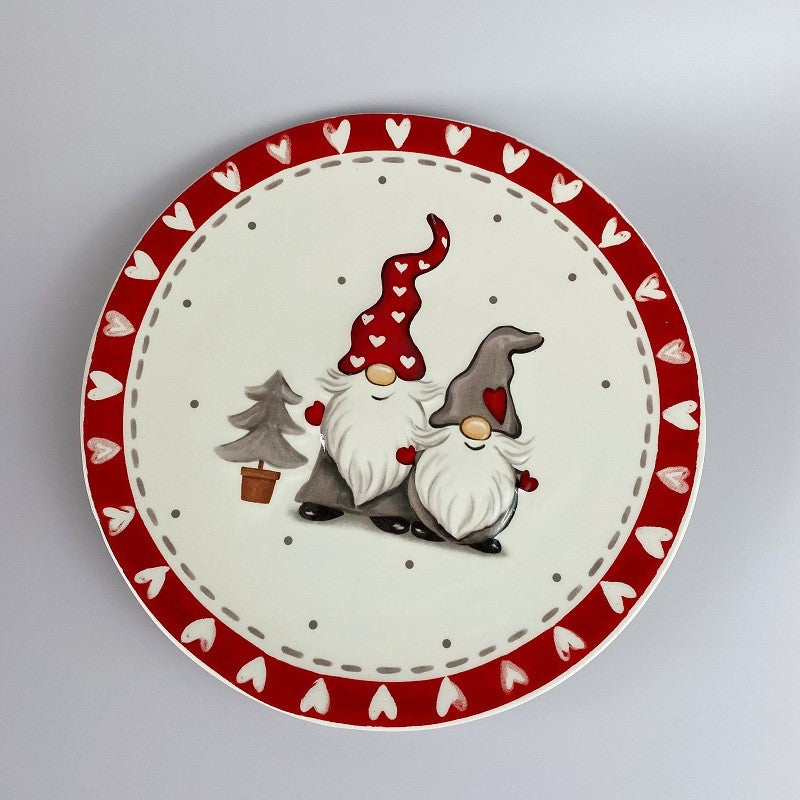 Red Embossed Ceramic Christmas Plate, 10 Inch