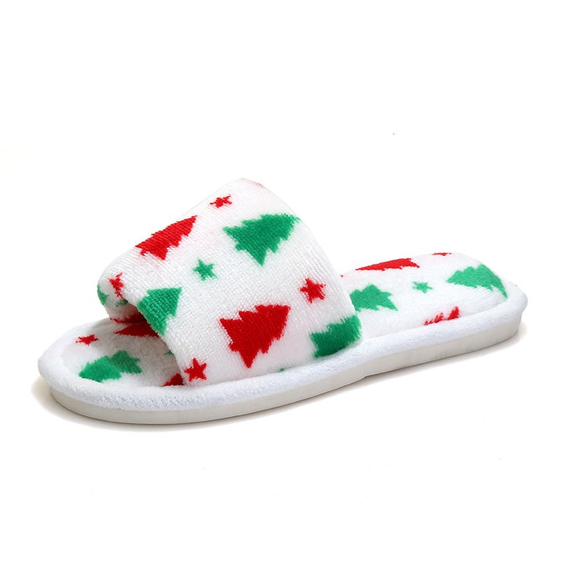 Open-Toe Snowflake Plush Christmas Slippers – image 3