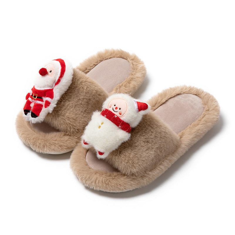 Open-Toe Santa Claus Fluffy Slippers – image 4